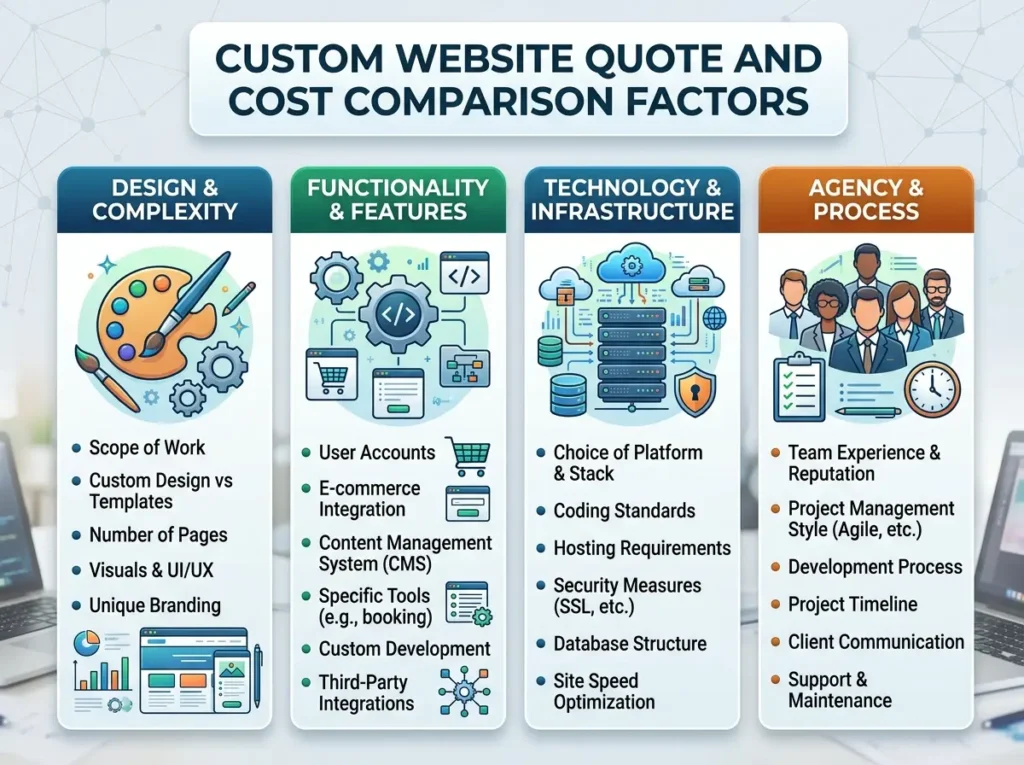 Custom Website Quote And Cost Comparison Factors